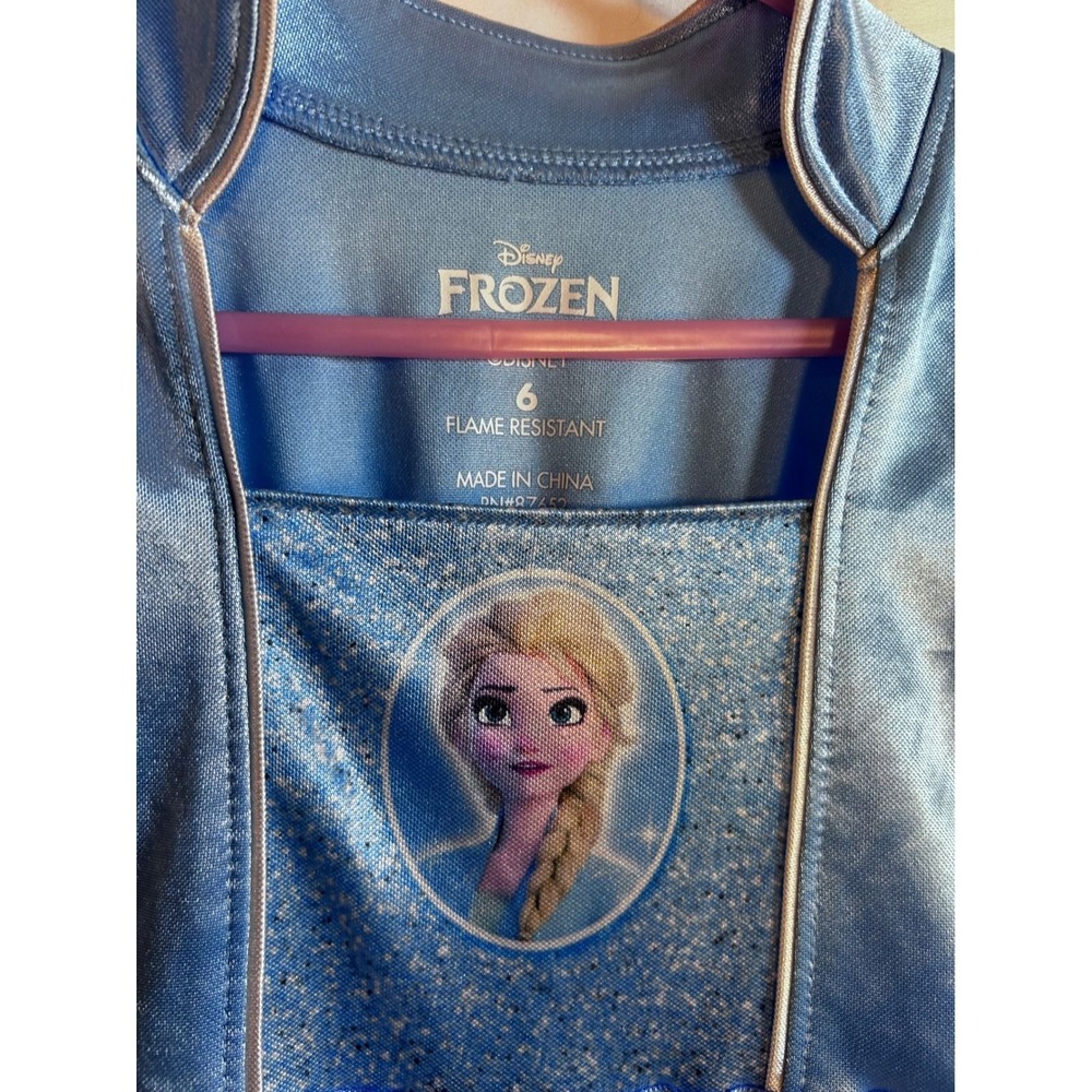 Disney Frozen Elsa Nightgown Size 6 Blue Glitter Tulle Sleepwear Dress Girls - Picture 4 of 4